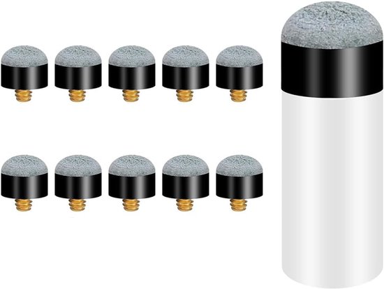 SnelShoppen - 10 Packs Billiard Cue Tips Vervangende Schroeven met Snooker Naalden, 12 mm, Grijs, Accessoire Set voor Billiard en Snooker
