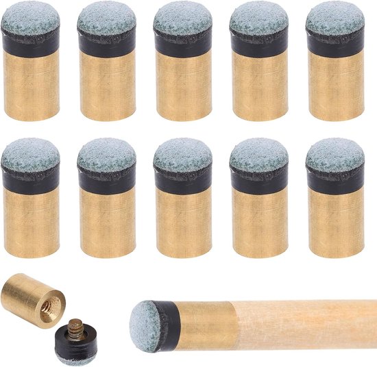 SnelShoppen - 10 Stuks Pool Cue Tips - Billiards Snooker Vervangende Tips - Koper PU Leer - Eenvoudige Montage - 10mm Pool Stick Onderdeel