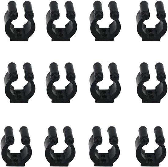 SnelShoppen - 12x Billiard Snooker Cue Locating Clips voor Pool Cue Racks en Fishing Rod Holder - Plastic - Zwart - Ideaal voor Snooker, Pool en Visse