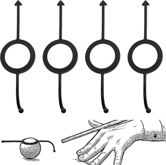 SnelShoppen - 4-delige zwarte biljartaccessoires, pooltafel hulpmiddelen, bal trainer voor 2-1/4 inch ballen, eenvoudig mee te nemen, ideaal voor begi