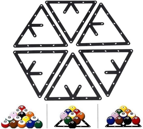SnelShoppen - 6-delige Biljart Triangle Ball Rack, Billiard Ballhouder, Tafel Accessoire voor Pool, Geschikt voor 8, 9 en 10 Ballen, Vermijd Schade aa
