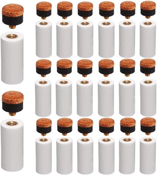 SnelShoppen - Billiard Cue Spitzen 20 stuks 12mm Hard Billiard Cue Koper Schroef Vervangtips met Pool Queue Klemmen voor Biljart Sticks Snooker Pool K