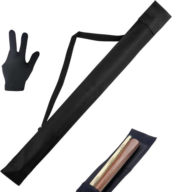 SnelShoppen - Billiard cue tas met 1 zwarte handschoen, draagtas voor biljartstok, opvouwbaar, voor 1/2 snooker biljartstok opslag, stevig en duurzaam