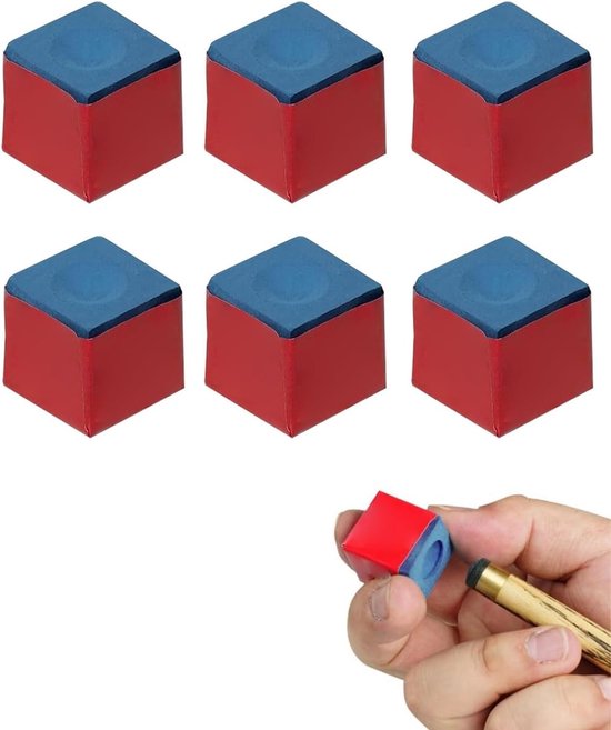 SnelShoppen - Pack van 6 Biljartkrijt Blauw voor Biljart- en Poolfans - Perfecte Bedekking, Geen Restanten, Geschikt voor Professionals