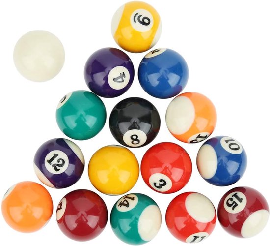 SnelShoppen - Poolcue Training Ball Set, 16 Stuks Eco-Vriendelijk 38mm Hars Kinder Billiard Ballen Speelgoed Mini Pooltafel Accessoire voor Speelkamer