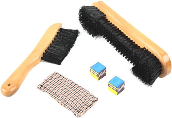SnelShoppen - Pooltafel Borstel Reinigingsset van Massief Hout met Nylon Borstels voor Snooker Tafel - Duurzaam en Effectief Schoonmaken