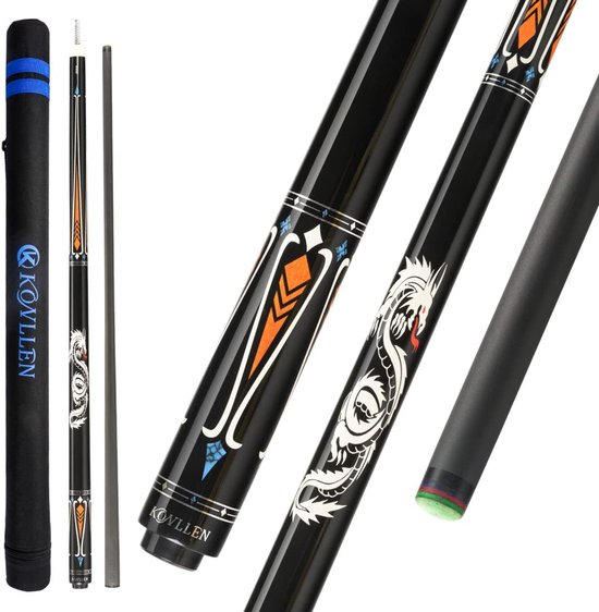 SnelShoppen - Professionele Carbon Fiber Pool Cue Stick 12.5mm - Wrapless Dragon - 147cm - Laag Deflectie Billiard Cue - Duurzaam en Waterdicht