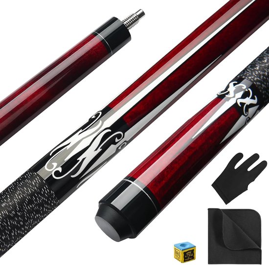 SnelShoppen - Professionele Pool Cue van 147cm - Billiard Stok van Canadees Esdoorn Hout met 13mm Leer Tip - 1/2 Split Cue voor Billiard Tafel Sporten