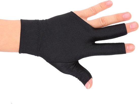 SnelShoppen - Snooker Billiard Drievinger Handschoen Links Open Spandex, Pool Keu Handschoen Accessoire voor Optimaal Grip en Ventilatie