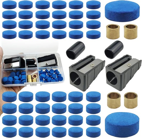 SnelShoppen - Snooker Keu Trim Kit, Inclusief Keu Tips, Biljart Keu Beschermhoes, Keu Tip Trimmer, Keu Tips Ferrules, Met Opbergdoos