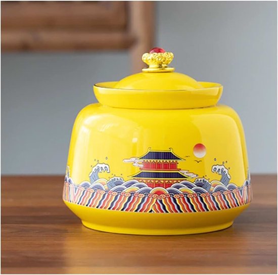 Snoeppotten Keramische theepot in Chinese stijl Groene thee Opslagtank Thuiskantoor Gebruiksvoorwerpen Theeservies Paleisschildering Theebenodigdheden Box Pot Pot Koffiedikopslag (Color : B, Size :