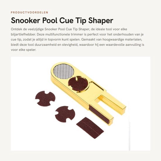 Snooker Pool Cue Tip Shaper - Multifunctionele Trimmer Tool - Sturdy en Duurzaam - Billiard Cue Tip Accessoire - Voor Snooker en Pool - U...