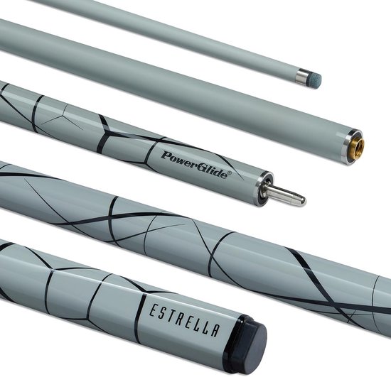 Snooker, Pool of Biljart Keu Stick - Glasvezel, Ultra Glad Hoogglans, 2-delig 50/50 Joint, Grijs gebarsten ijs, 10mm tip - Volledige grootte 57" van Merkloos