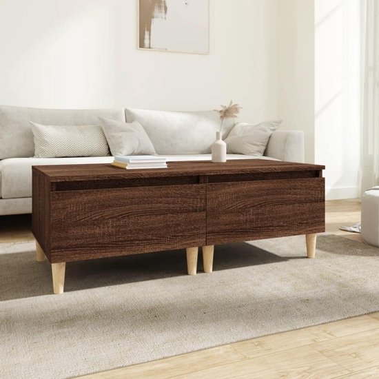 Sofatafel, bijzettafel, bijzettafel, 2 stuks, bruin eiken, 50 x 46 x 35 cm, houtmateriaal voor woonkamer, slaapkamer, werkkamer