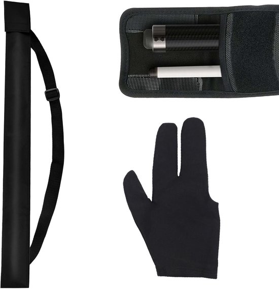 Solidchoice- Biljartkeu 80 cm - Biljartkeu/tas - Biljartaccessoires - Poolkeu - Zwarte biljarthandschoen - Hoogwaardig canvasmateriaal - Biljarttas van Solidchoice