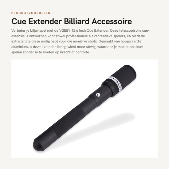 Solidchoice- Cue Extender 12.6 Inch - Billiard Houder - Aluminium Legering - Lichtgewicht - Schokbestendig - Verstelbaar - Biljartstok Verlenger