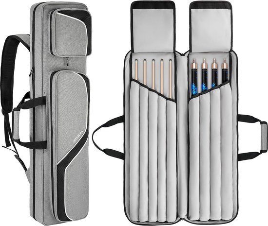 Solidchoice - Pool Cue Case voor 4 Butts en 5 Shafts met Schouderbanden