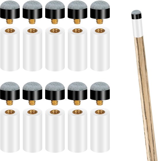 SolidKeus - Set van 10 Billiard Cue Tips met Klemmen 12mm