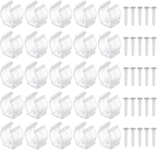sourcing map 25 stuks T5 U-cliphouders voor led-gloeilamp, montagehouder, ondersteuning, kunststof TL-buishouder, LSD-slang, bevestigingsklemmen met schroeven, helder