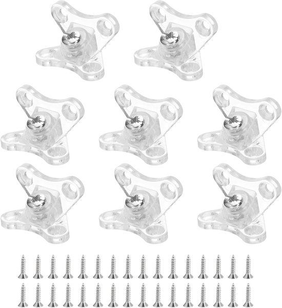 sourcing map 8 stuks afneembare hoekhoeken, kunststof vlinder-L-hoeksteunen met schroeven voor planken, kasten, houten meubels (transparant)