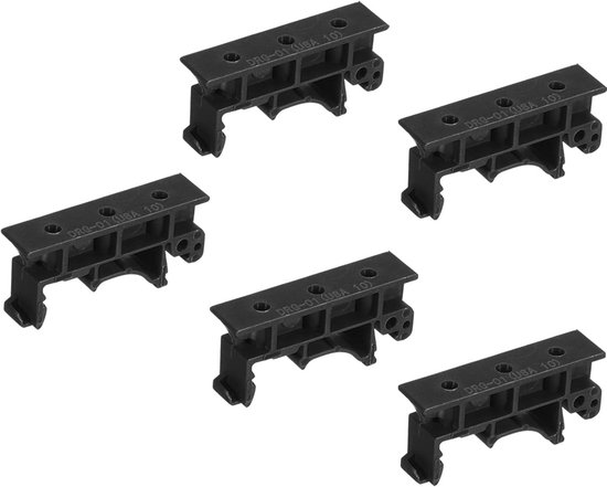 sourcing map PCB DIN rail montage beugel klem voor 35mm DIN rail zwart 5 set
