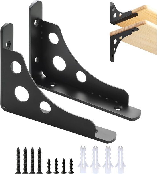 Stainless Steel L Shelf Holder Set van 2, 15cm Wandgemonteerde Hoeksteun voor Planken, Duurzaam en Sterk voor Woonkamer en Slaapkamer