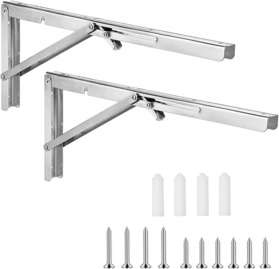 Stainless Steel Vouwconsole 500mm 90° met Vergrendeling, Duurzaam en Sterk Ontwerp voor Meubels