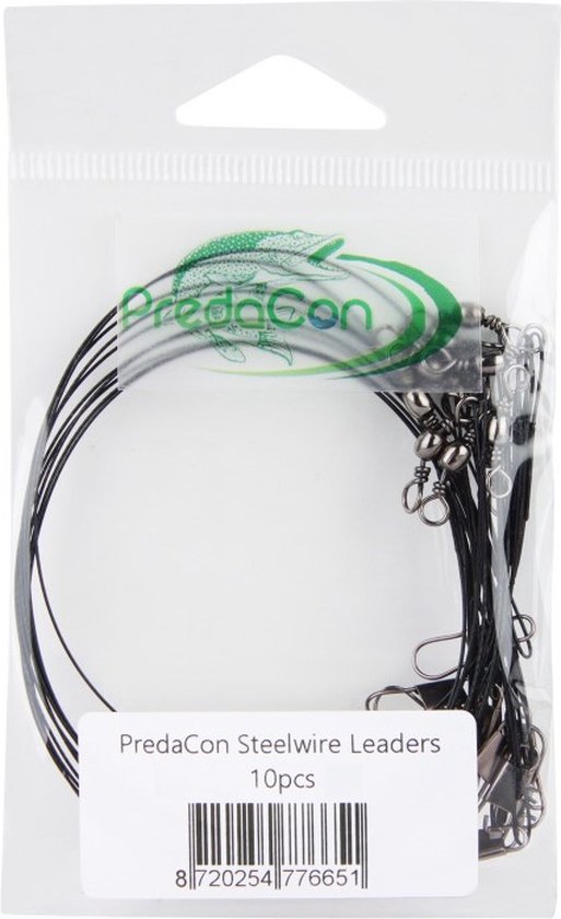 Stalen onderlijn - 10 stuks - Zwart - 30cm - 14kg - Roofvis kunstaas onderlijnen - Snoek onderlijn van Jenzi