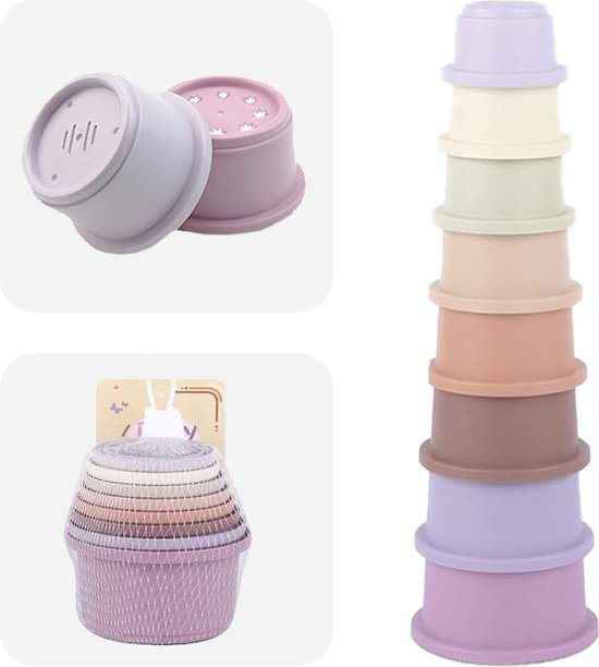 Stapeltoren - Stapelstenen - Stapelspeelgoed - Stapelblokken - kinderspeelgoed - Educatief kinderspeelgoed - Speelgoed kinderen 1 jaar - 2 jaar - 3 jaar - 4 jaar - Baby - Peuter - Cadeau - Kado jongen - Meisje - Dreumes van Merkloos