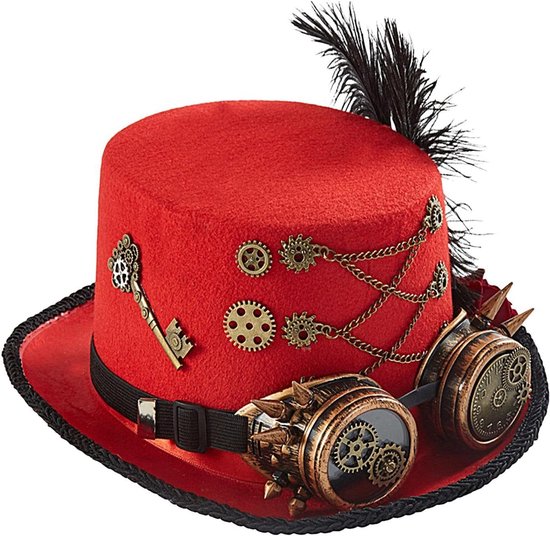 Steampunk cilinderhoed, steampunk hoofddeksel met veiligheidsglazen, verstelbare vilten hoofdbedekking, accessoires voor mannen, vrouwen, volwassenen, jongeren