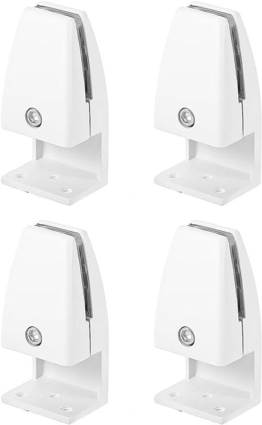 Steunbeugels voor bureauschermen, 4-delige set klemmen voor bureauverdeler, geschikt voor 3-20mm dikte, wit, ideaal voor kantoorindeling en privacy