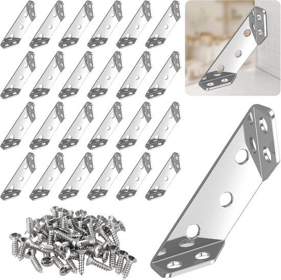 Steunen, hoekverbinders, driehoekige houders, roestvrij staal, hoekverbinders, hoekverbinders, hoekverbinders 60 x 30 mm, driehoekige vorm, hoekklem met M4-schroef, hoekhouder