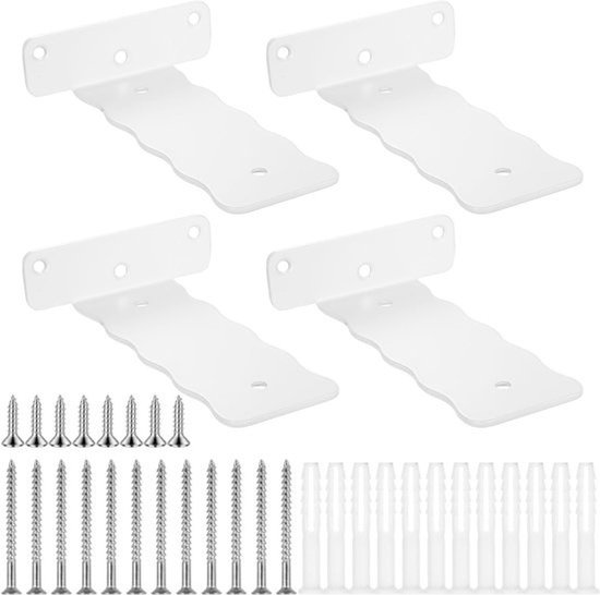 Stevige L-vormige planksteunen voor wandmontage, onzichtbare plankdragers voor drijvende planken - 4 stuks, wit, 15 cm