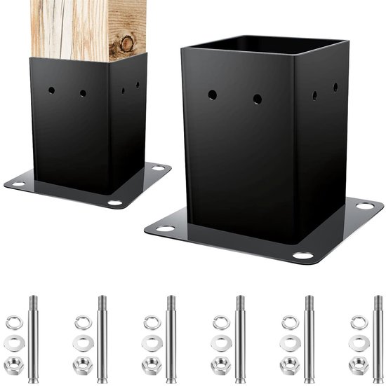 Stevige Stalen Fence Post Ondersteuning voor Tuin, 95mm x 95mm, Inclusief Bevestigingsmaterialen en Duurzame Montage