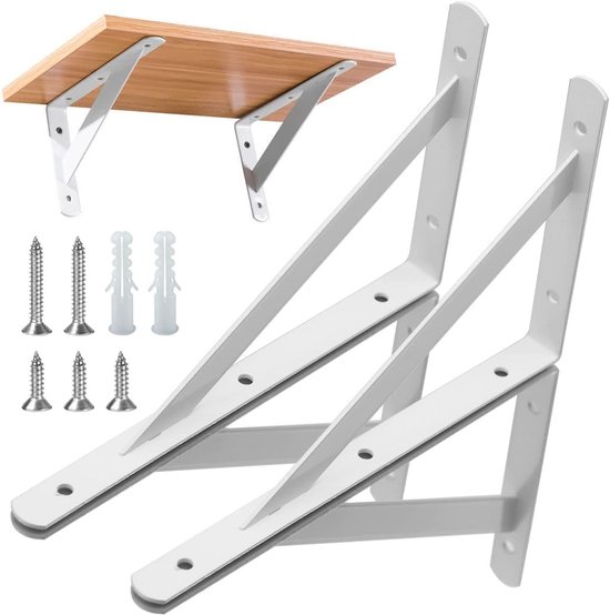 Stevige Wandbeugels voor Zwevende Planken, L-vormige Metalen Steunbeugels, RVS Hoeksteunen voor Planken (300x190x2mm) - Ideaal voor Thuis en Kantoor