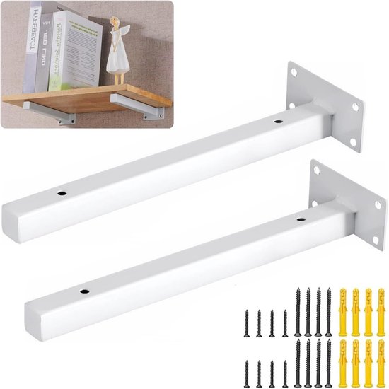 Stevige Wandconsole voor Zwevende Planken - 300 mm Hoeksteun voor Zware Lasten - 2 Stuks in Wit, Ideaal voor DIY Projecten en Interieurdecoratie van Merkloos