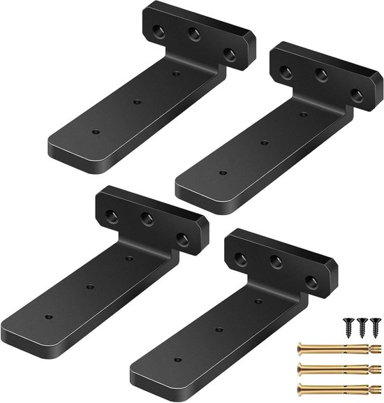 Stevige Zwarte Wandplanken Steunbeugels, 100mm, 4 Stuks voor Drijvende Planken en Ondersteuning