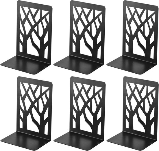Stijlvolle metalen boeksteunen - Set van 3 - Perfect voor boekenplanken, kantoor en bibliotheek - Zwart