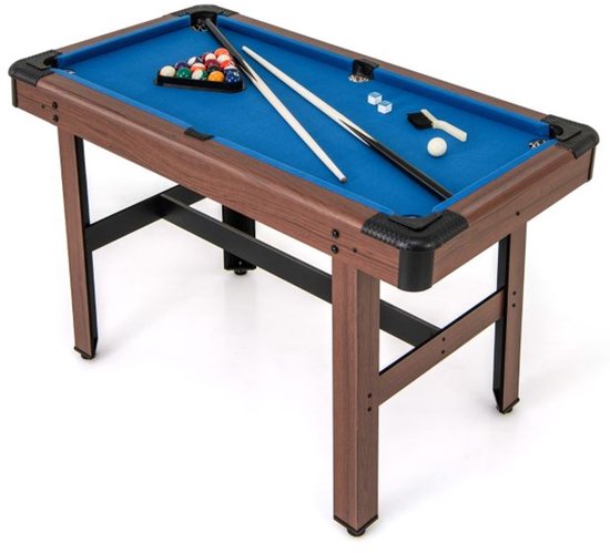 SureDeal® - Biljarttafel 122x61x76 cm - Hout - Incl. 2 Keuen, Ballen, Krijt & Borstel - Verstelbare Poten - Speelkamer of Bar - Blauw Laken - Compact Formaat van SureDeal®
