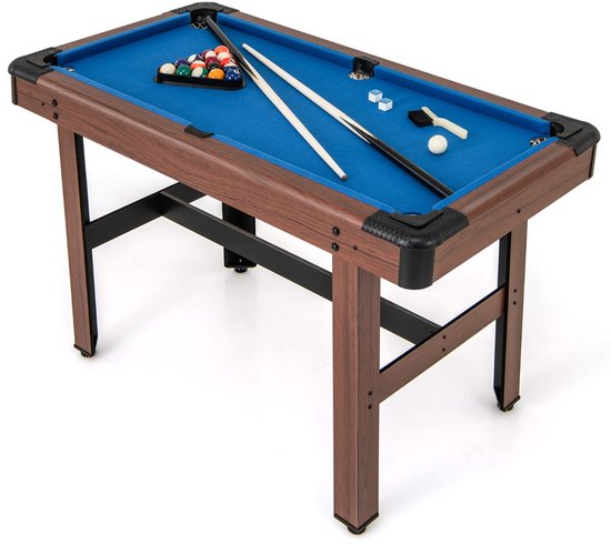 SureDeal® - Biljarttafel 122x61x76 cm - Hout - Incl. 2 Keuen, Ballen, Krijt & Borstel - Verstelbare Poten - Speelkamer of Bar - Blauw Laken - Compact Formaat van suredeal