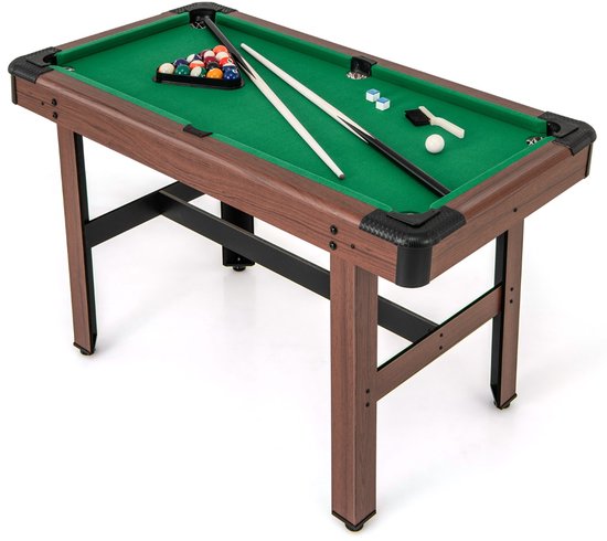 SureDeal® - Biljarttafel 122x61x76 cm - Hout - Incl. Ballen, 2 Keuen, Krijt & Borstel - Verstelbare Poten - Groen Laken - Voor Bar & Speelkamer - Compact van suredeal