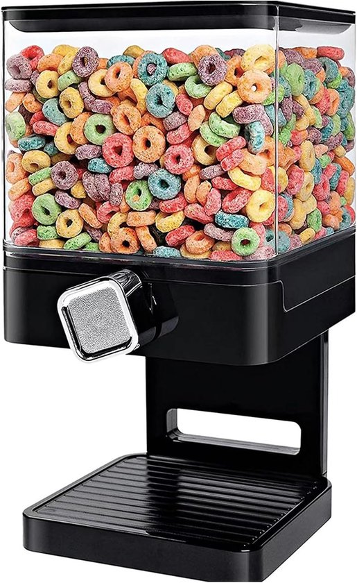 Syfunlv Double Cereal Dispenser, vierkante ontbijtdispenser, versnippert geen granen bij het uitgeven, luchtdicht gesloten, transparant, voor muesli/diervoer/snoep (1,8 l enkele verpakking)