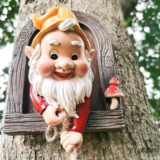 Syfunlv Grappige kabouterfiguur, tuinkabouter, tuinkabouterdecoratie, mini-kabouters van kunsthars, kleine mooie dwergen, grappige tuinkabouters, dwergen, knutselwerk, brutale dwergen voor terras en
