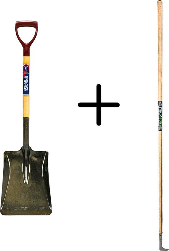 Synx Tools Voegenmes RVS + Spear & Jackson Ballastschop met Houten Steel - Spades - Met D-handvat 345 x 280mm - Onkruidmes - Voegenkrabber met steel 150cm van Synx Tools