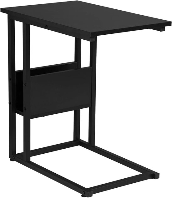 Tafel Bijzettafel Salontafel in metaal en Spaanplaat Nachtkastje Koffietafel 55x36x59.5cm Zwart TS79sz