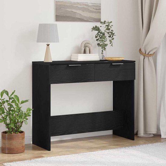 tafel consoletafel met geheugen in zwart eiken look 30 x 36 x 75 cm minimalistische tafel met laden van hout voor hal en entree