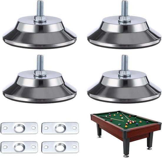 Tafel Levelers - Stabilisatoren - Spelstabiliteit Verbeteren - Verstelbaar Hoogteontwerp - 4 stuks - Zilver