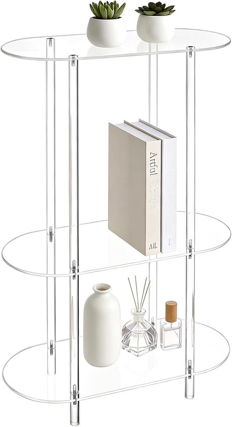 Tafel met 3 niveaus, acryl, transparant, kleine tafel, smal