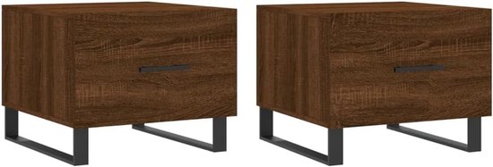 Tafel woonkamer banktafel koffietafels 2 stuks bruin eiken look 50 x 50 x 40 cm hout materiaal voor werkkamer, woonkamer, kantoor