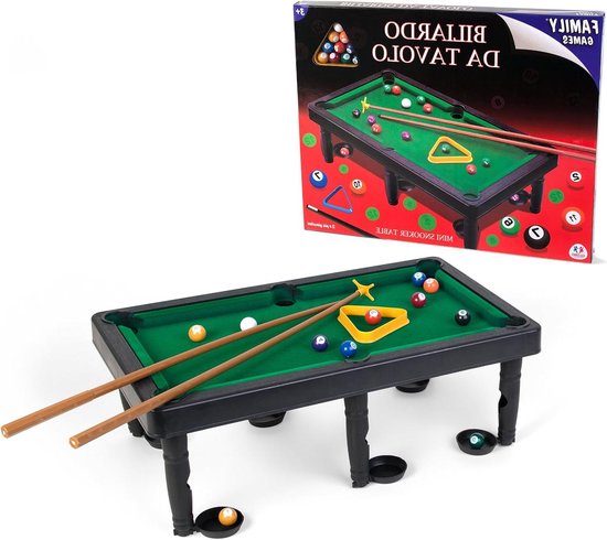 Tafelbiljart - Mini Pooltafel - Gezellig Spelen - Compleet Accessoires - 50 cm Lengte - Houtkleur